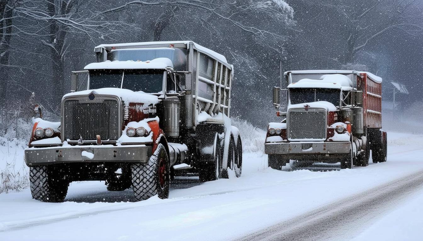 trucks in snow